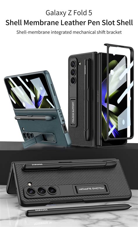 Leather Case With Bracket And Pen Slot For Samsung Galaxy Z Fold 5 The Z Fold Case