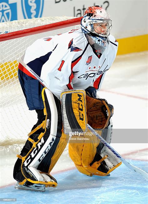 Goaltender Pheonix Copley of the Washington Capitals plays against ...