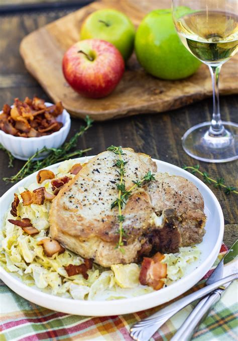 Pork Chops With Creamy Cabbage And Apples Spicy Southern Kitchen