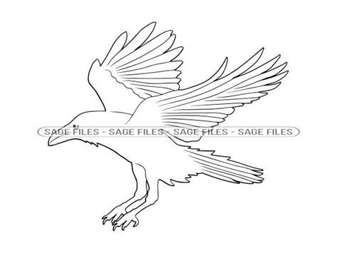 Crow Outline 3 Svg Crow Svg Raven Svg Crow Clipart Crow Etsy