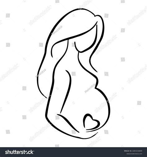 Black White Drawing Pregnant Women Images Stock Photos D