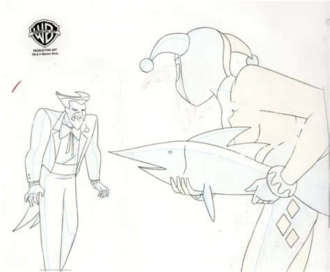 New Batman Adventures Original Production Cel Drawing Harley Joker Mad