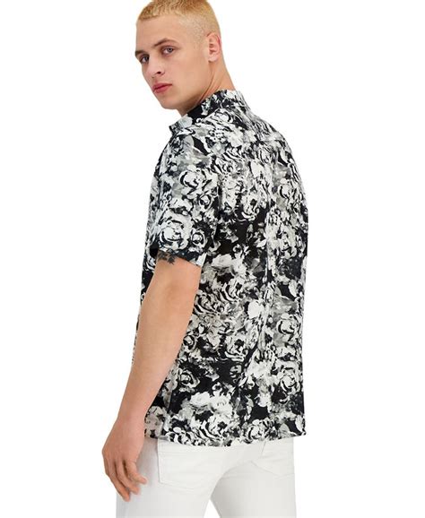 I N C International Concepts Regular Fit Floral Print Button Down Camp