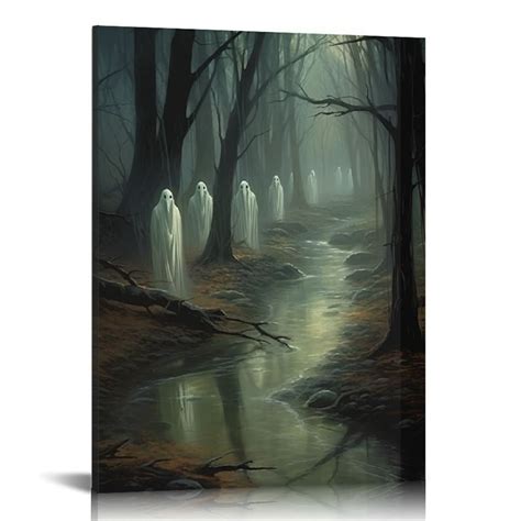 Jeuxus Dark Academia Wall Art Prints Ghost Halloween Poster Dark Gothic