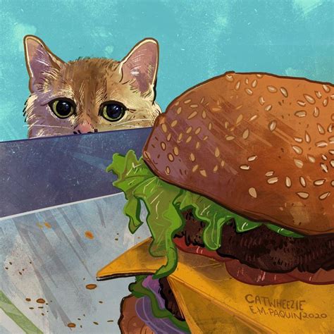 Cheeseburger - Catwheezie's Print Gallery | Cat art, Cute animal ...