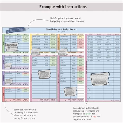 Monthly Budget Spreadsheet Tracker Google Sheets - Etsy