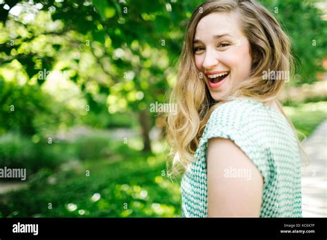 Portrait Of Smiling Woman Stock Photo Alamy