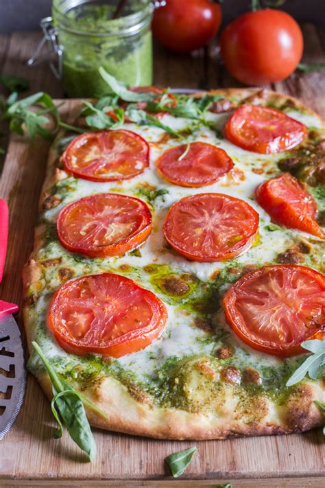 Pesto Pizza With Fresh Tomatoes And Mozzarella Recipe An Italian In My Kitchen