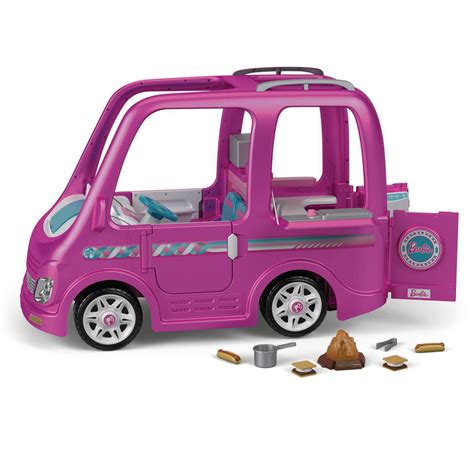 Power Wheels Barbie Dream Camper Battery-Powered Ride-On With Music Sounds 14 Accessories ...