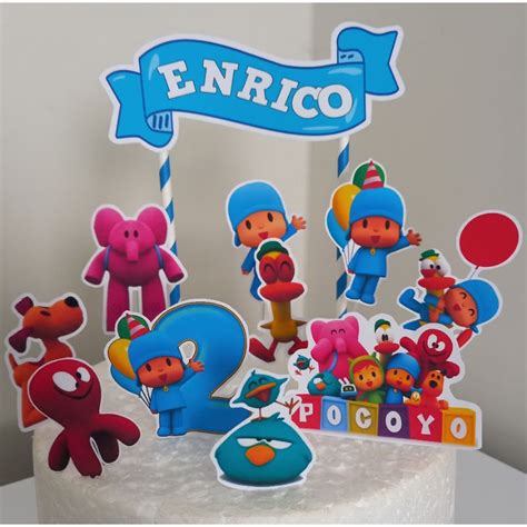 Kit Topo De Bolo Toppers Para Docinhos Tema Pocoyo Toppers