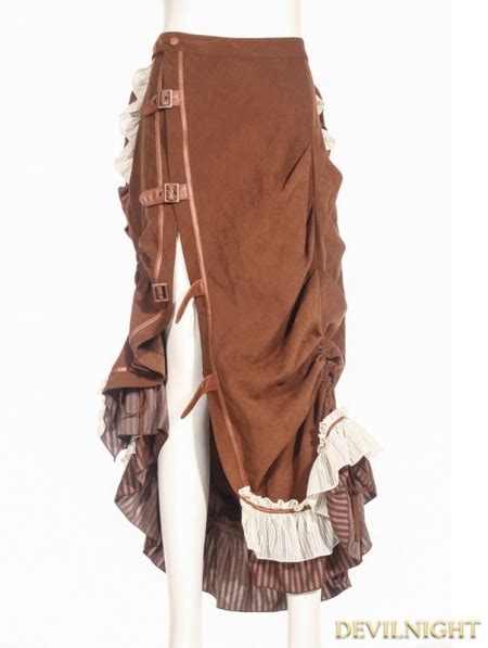 Brown Victorian Steampunk Bustle Long Skirt Devilnight Co Uk