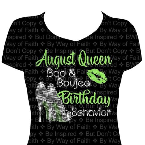 August Birthday Queen Bad And Boujee Bling Rhinestone Shirt Etsy