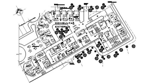 Floor Plan Of Hospital Building 2d Drawing Autocad File