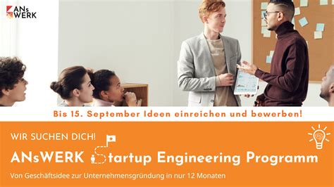 Jetzt Ideen Einreichen F R Das Answerk Startup Engineering Programm