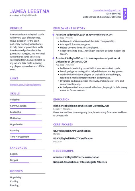 Volleyball Coach Resume Example and Writing Guide - ResumeLawyer