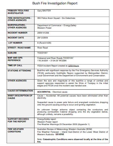 Sample Fire Investigation Report Template 10 TEMPLATES 43 OFF