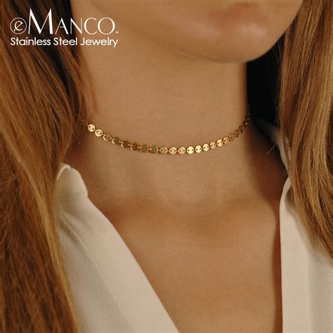 Emanco Gold Color Stainless Steel Necklace For Women Mm Round Chain