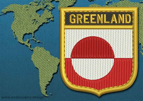 Greenland Customizable Text Flag Embroidery Design With A Colour Coded