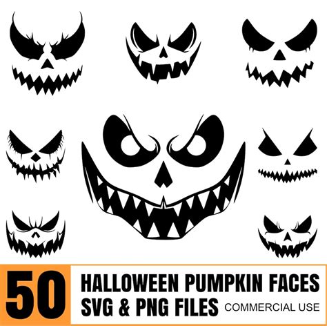 Halloween Face Svg Pumpkin Face Svg Files Halloween Silhouette Svg