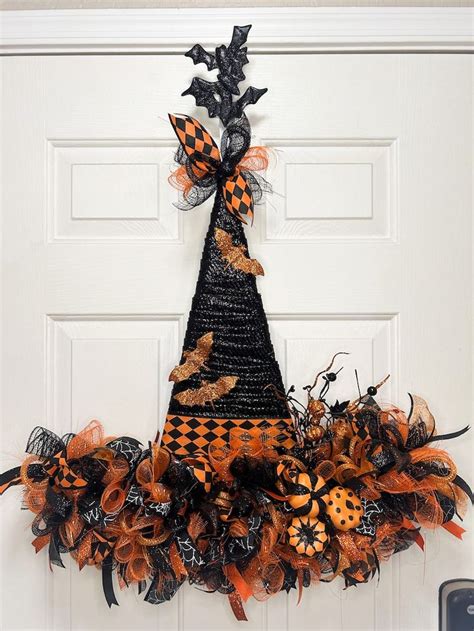 Witch Hat Wreath Halloween Wreath Halloween Wreath For Front Door Witchy Halloween Decor