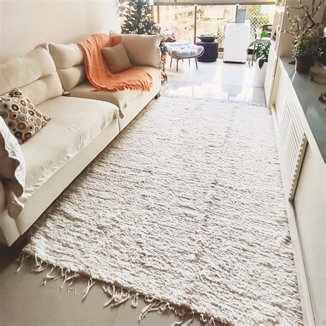 Tapete de Sala Algodão Rustico 200 x 150 Off White Shopee Brasil