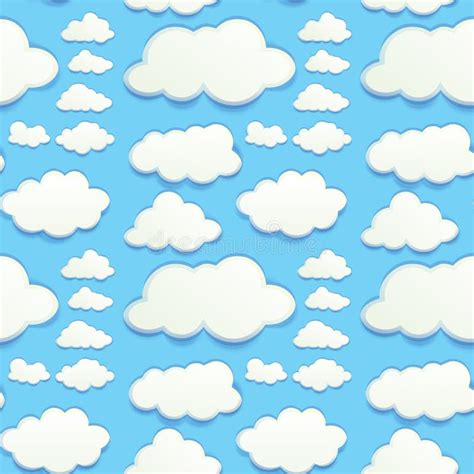 Seamless Clouds And Stars Pattern Vector Illustration Stock Vector