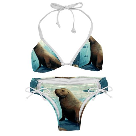 Sea Lion Detachable Sponge Adjustable Strap Bikini Set Two Pack Great