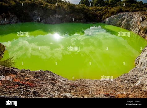 Geothermal Devil's Bath in Waiotapu - New Zealand Stock Photo - Alamy