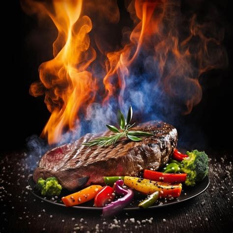 Premium AI Image Grilled Steak And Vegetable Platter