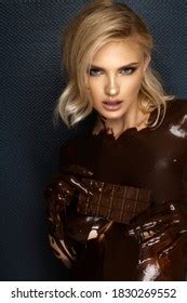 Cheerful Nude Woman Eating Chocolate Stock Photo Shutterstock
