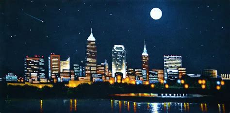 Cleveland Skyline Painting By Thomas Kolendra