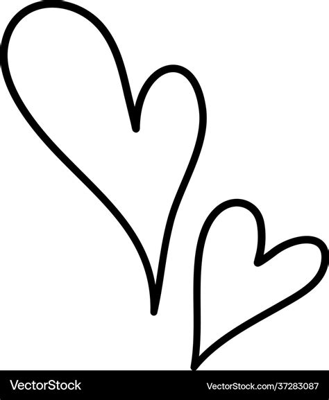 Double hearts icon hand drawn and outline style Vector Image