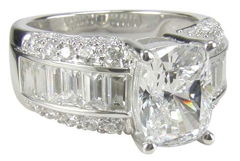 Elongated Cushion Cut Cubic Zirconia Baguette Solitaire Engagement Ring