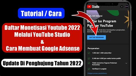 Cara Daftar Monetisasi Youtube Terupdate Berhasil Youtube