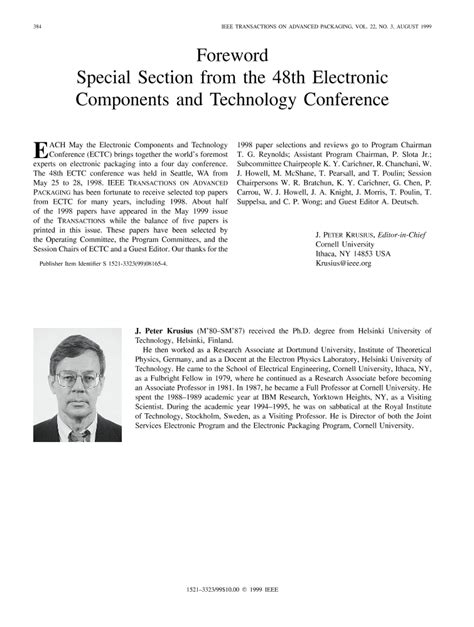 Special section from the 48th electronic components and technology ... 