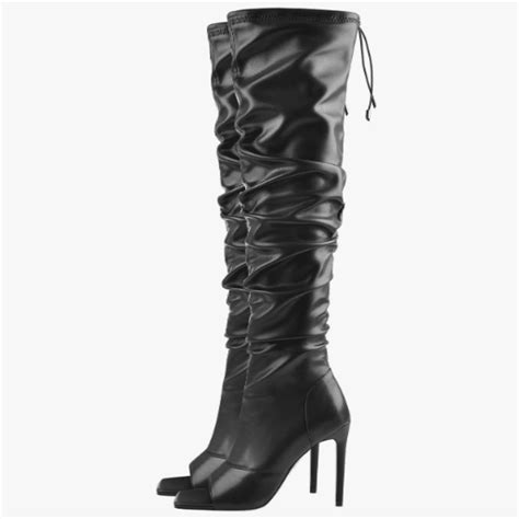 Stylish Womens Stiletto Zip Knee Lengththigh High Boot Peepclosed