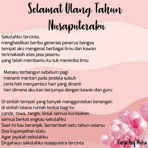 Puisi Hut Sekolah 47 Koleksi Gambar