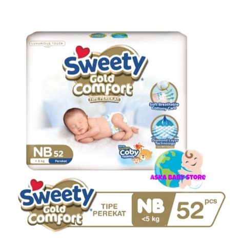 Jual Sweety Gold Comfort NB52 NB 52 KEMASAN BARU Popok Bayi Baru