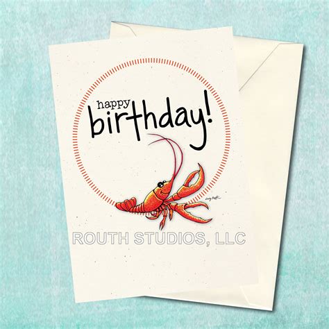 Louisiana Birthday Card Crawfish Stitched Circle Conçu Par Lartiste