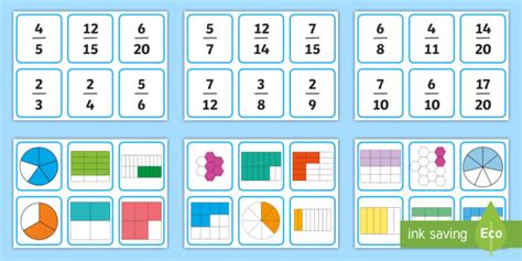 Fractions Number Picture And Word Matching Cards