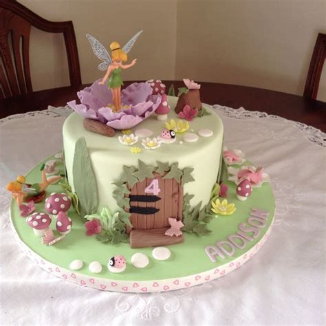 A Birthday Cake With A Fairy Scene On It