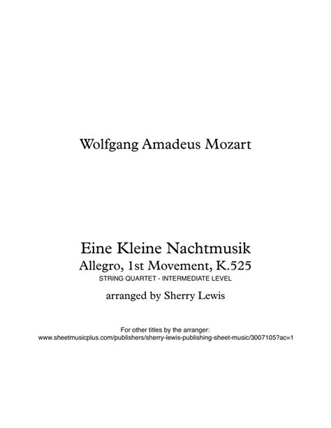 Eine Kleine Nachtmusik Allegro St Mov String Quartet