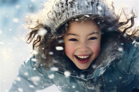 Premium Photo A Young Girl Riding A Snow Sled In The Winter Bokeh