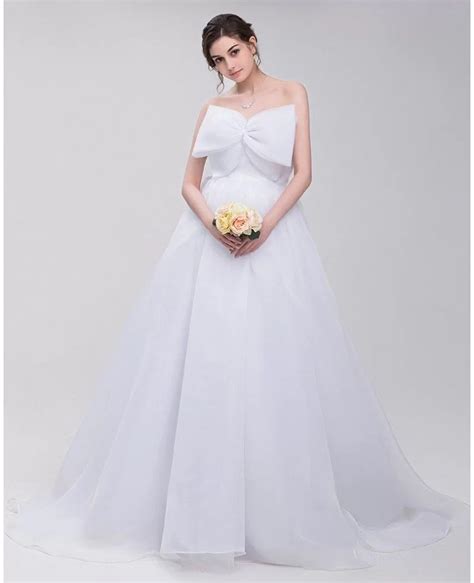 Big Bow Front Empire Waist Long Tulle Wedding Dress Id0093