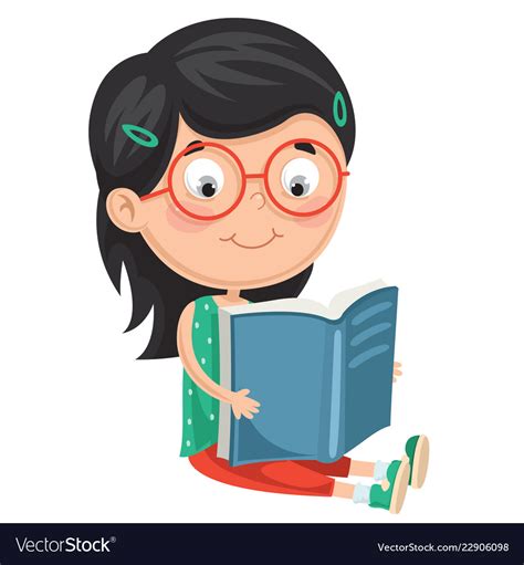 Kid Reading Book Royalty Free Vector Image Vectorstock