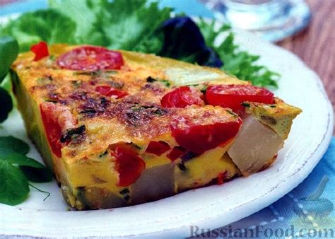 Рецепт: Испанский омлет "тортилья" с овощами на RussianFood.com