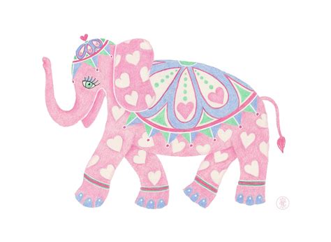 Elephant Drawing Pink Elephant Drawing Baby's Room Art - Etsy