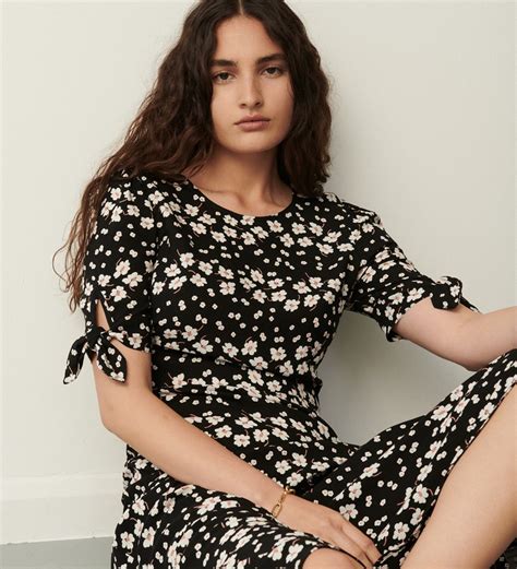 Caley Black Daisy Midi Dress Finery London