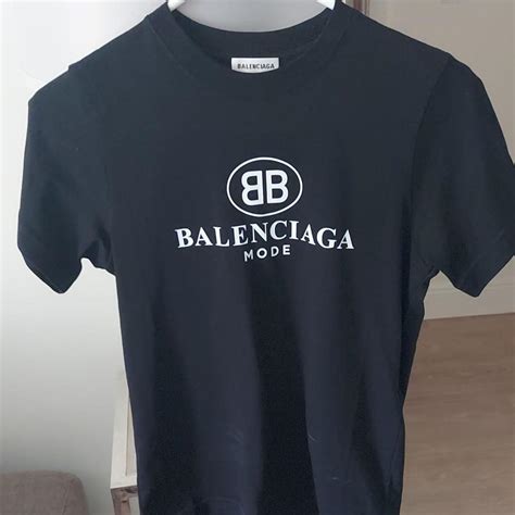 Balenciaga Womens Black And White T Shirt Depop