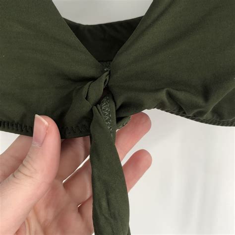 BECCA Off Shoulder Wrap Bikini Set Olive Green M L Sw Gem